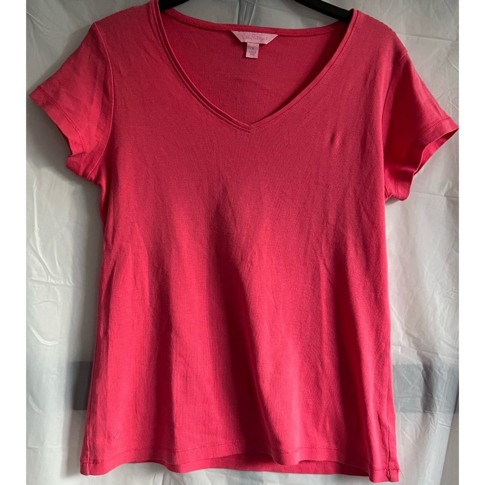 LILY PULITZER‎  WATERMELON PINK V-NECK SHIRT SIZE S